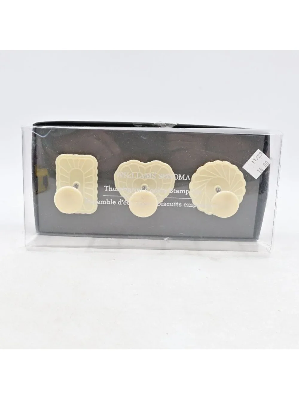 Williams Sonoma Thumbprint Cookie Stamps Set of 3 Rectangle Heart Round
